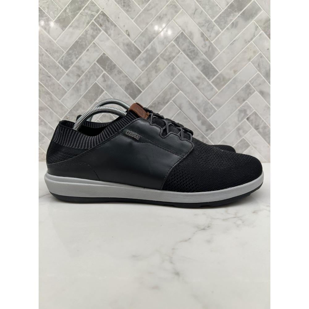 Olukai Makira Ulana Sneakers Shoes Mens Size 9.5 Black Mesh Leather Slip On